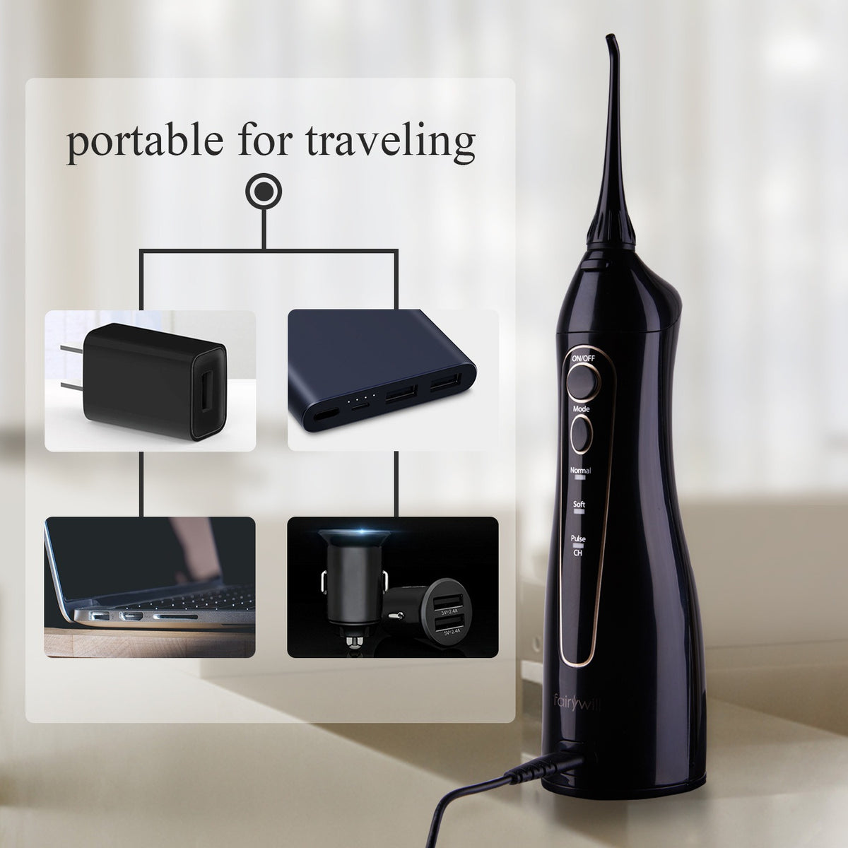 Hangsun Cordless Water Flosser – Black